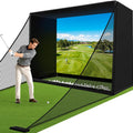 Golf Simulator Enclosure Net 10X8Ft Golf Practice Simulator with HD Impact Screen Kit & Sturdy EPE Foam-Filled Frame Golfs Cage Net with Safety Side Nets for Home Indoor Setup