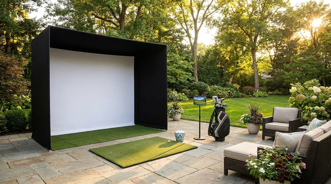 10/12/14Ft Outdoor Golf Training Simulator Cage Sports Practice Golf Simulator Enclosure with Impact Netting and All Poles — Lifestyle