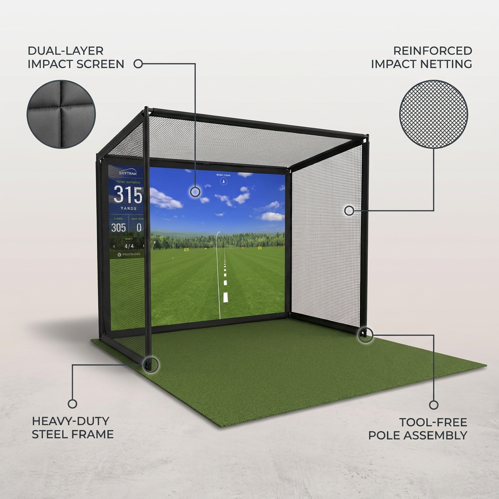 10/12/14Ft Outdoor Golf Training Simulator Cage Sports Practice Golf Simulator Enclosure with Impact Netting and All Poles — Lifestyle