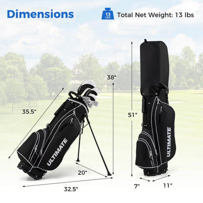 Men'S Complete Golf Clubs Package Set 10 Pieces Includes Alloy Driver Black