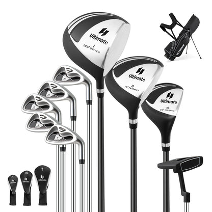 Men'S Complete Golf Clubs Package Set 10 Pieces Includes Alloy Driver Black