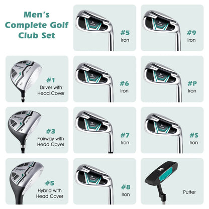 Ultimate Men'S Golf Complete Set with Rain Hood, 13 Pieces, Green