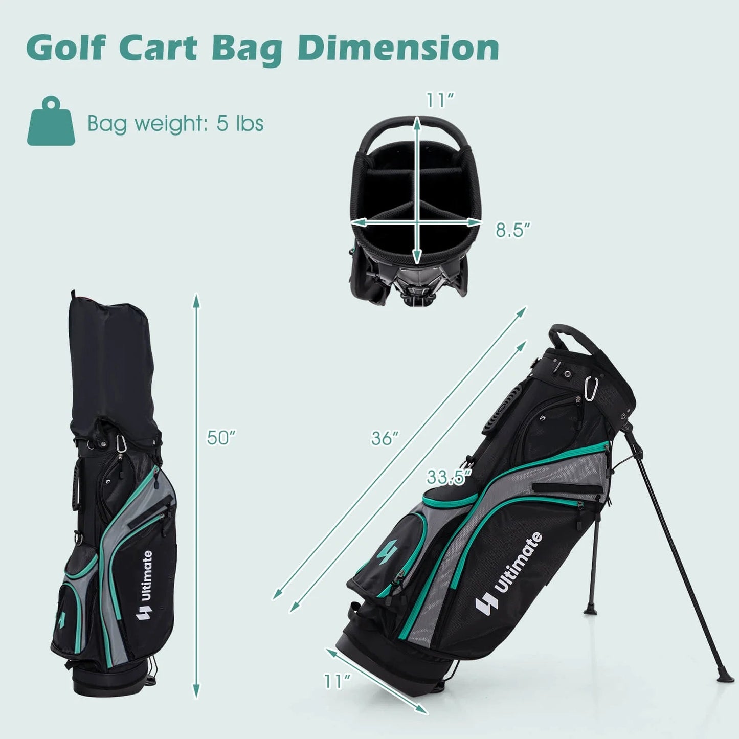 Ultimate Men'S Golf Complete Set with Rain Hood, 13 Pieces, Green