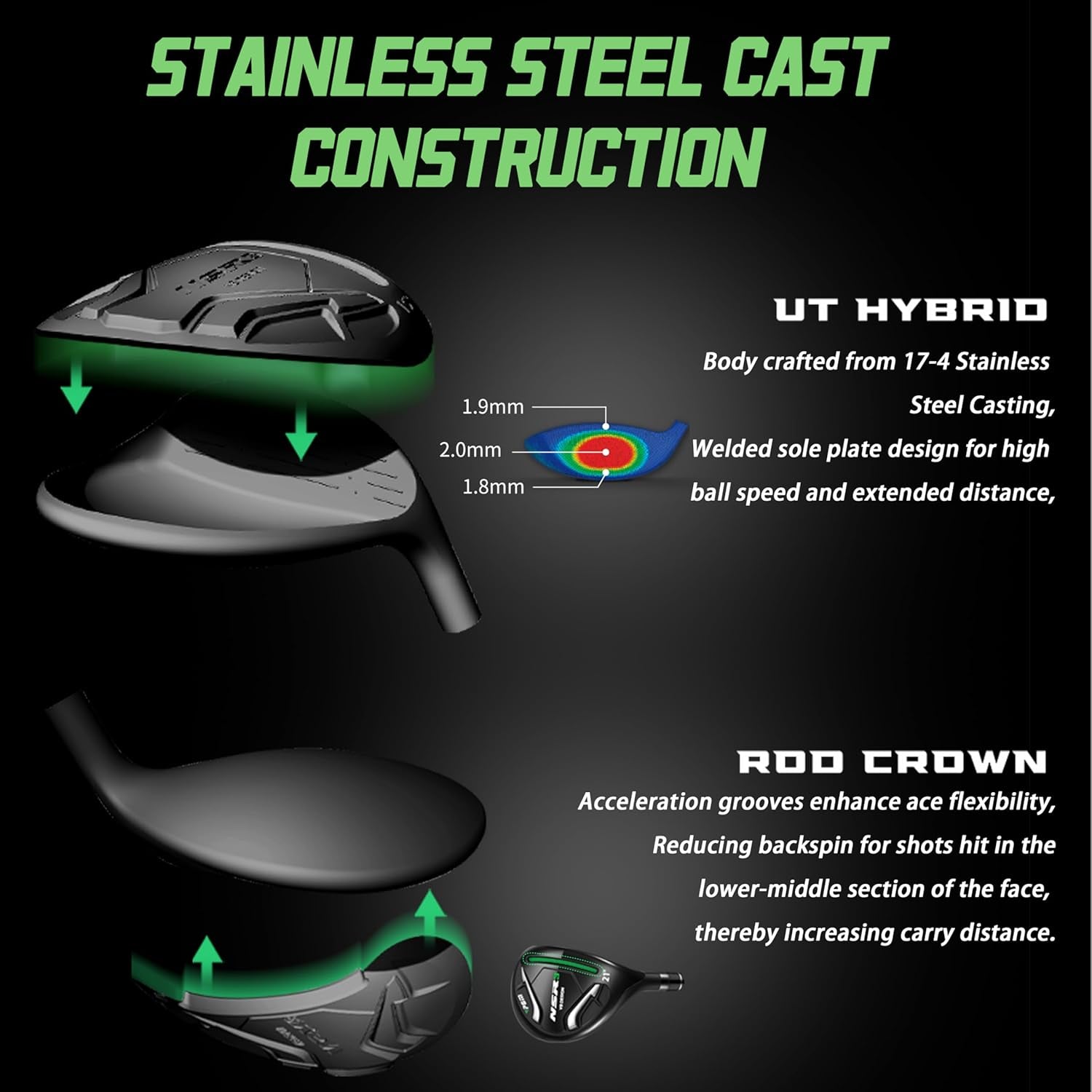 NSR III 18 Piece Men'S Complete Golf Club Sets - Adjustable Loft Titanium 460Cc Driver, Low CG Fairway Woods & Hybrid, High-Rebound Stainless Steel Irons, Balanced Putter, with Stand Bag