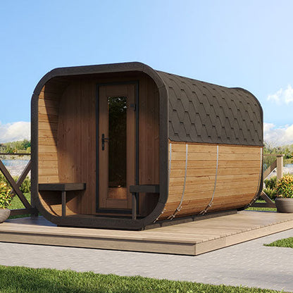 SaunaLife Model CL12GCP | Outdoor Cabin Sauna with Changing Room