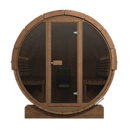 SaunaLife Model E8G | Large Barrel Sauna Full Glass Front