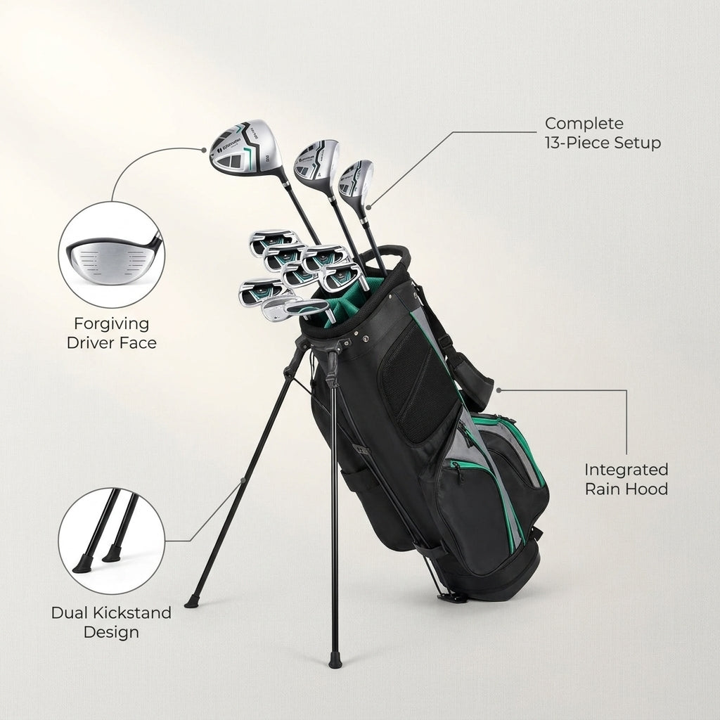 Ultimate Men'S Golf Complete Set with Rain Hood, 13 Pieces, Green — Lifestyle