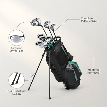 Ultimate Men'S Golf Complete Set with Rain Hood, 13 Pieces, Green — Lifestyle