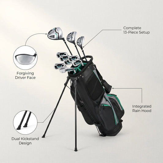 Ultimate Men'S Golf Complete Set with Rain Hood, 13 Pieces, Green — Lifestyle