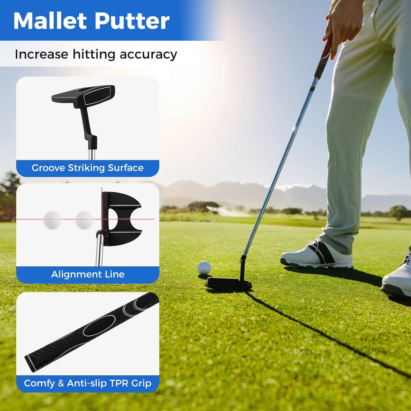 Men'S Complete Golf Clubs Package Set 10 Pieces Includes Alloy Driver Black