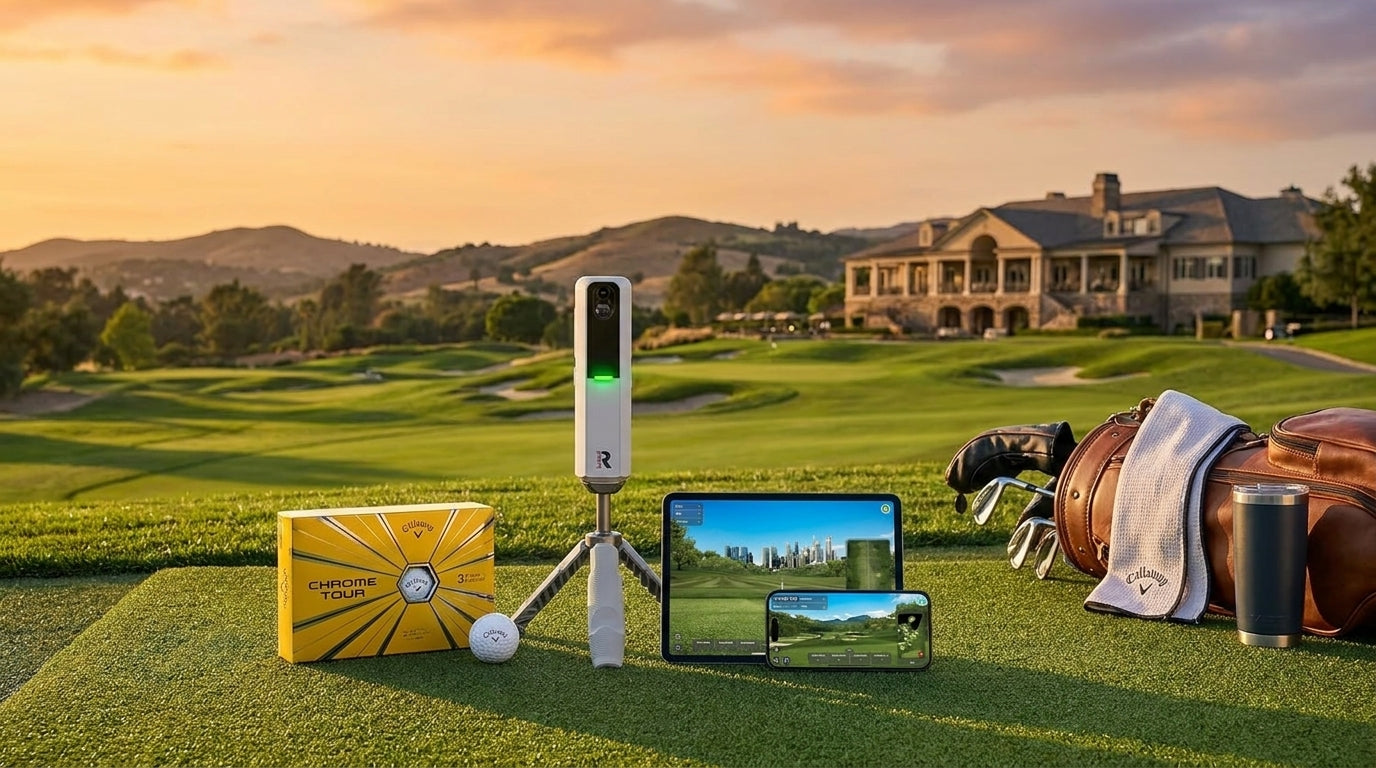 MLM2PRO Launch Monitor Golf Simulator | Swing Trainer & Shot Tracker for Home & Driving Range | Golf Training Aid (3 Chrome Tour Balls) — Lifestyle